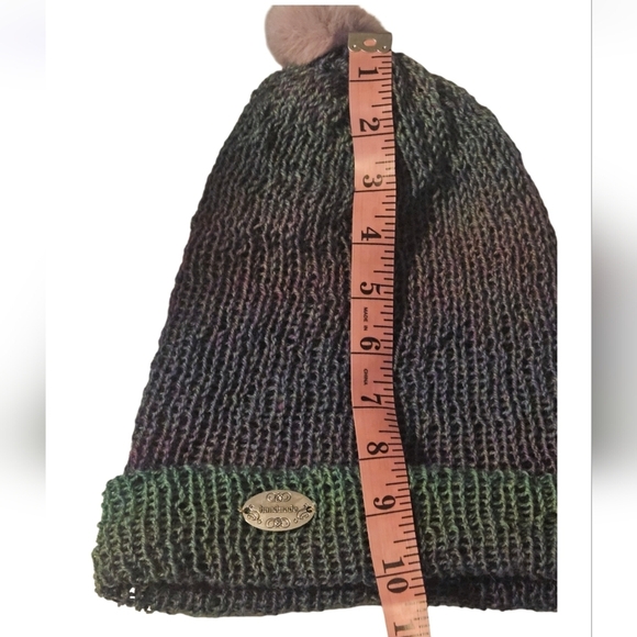 Hand Crafted Crochet beanie Handmade winter hat upcycled pom pom Ombrè purple - Picture 16 of 17
